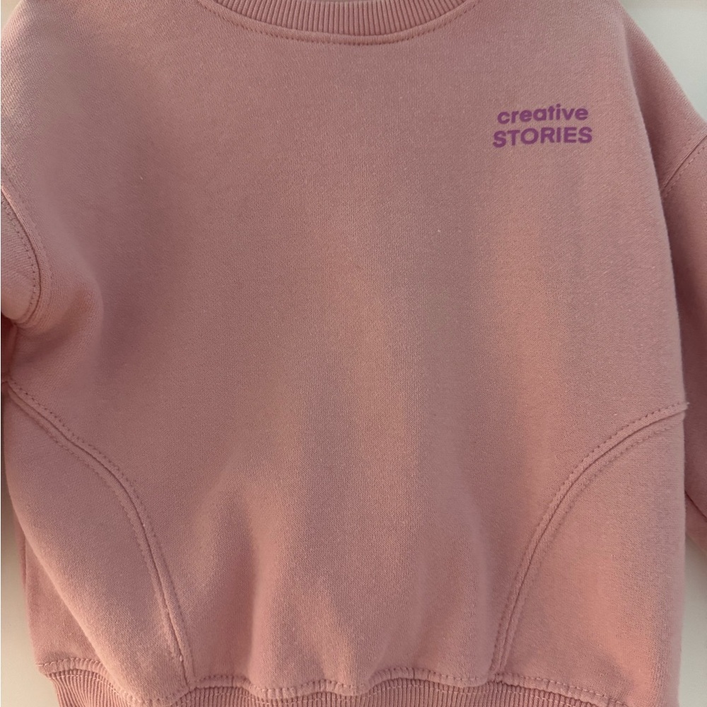 Zara Pink Crewneck Sweater with Subtle Logo